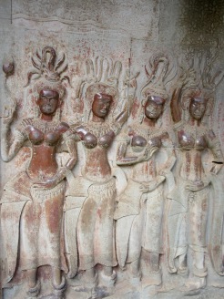 Apsaras sur un bas-relief, Angkor Wat, Cambodge