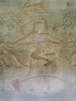 Bas-relief illustrant le barratage de la mer de lait, Cambodge