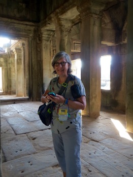 À l'intérieur de l'une des deux bibliothèques à l'entrée d'Angkor Wat, Cambodge