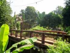 Un petit pont de bois de la région de Kratie. Cambodge.